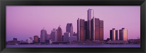 Framed Detriot, Michigan with Purple Sky Print