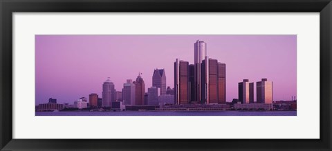 Framed Detriot, Michigan with Purple Sky Print