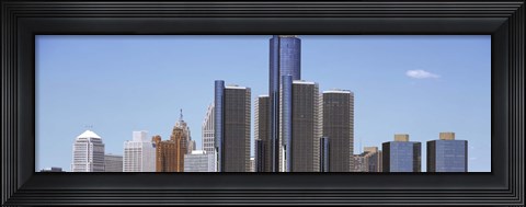 Framed Skyscrapers in a city, Detroit, Wayne County, Michigan, USA Print