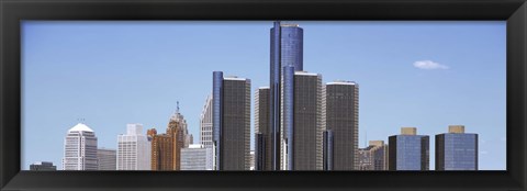 Framed Skyscrapers in a city, Detroit, Wayne County, Michigan, USA Print