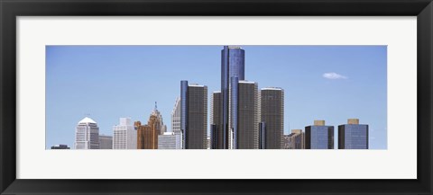 Framed Skyscrapers in a city, Detroit, Wayne County, Michigan, USA Print