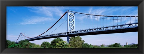 Framed USA, Philadelphia, Pennsylvania, Benjamin Franklin Bridge over the Delaware River Print