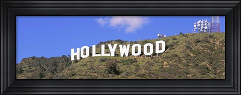 Framed Low angle view of a Hollywood sign on a hill, City Of Los Angeles, California, USA Print