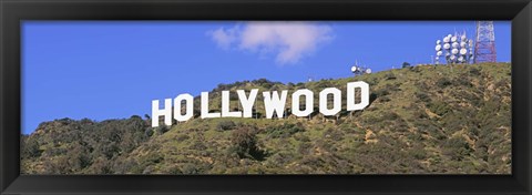 Framed Low angle view of a Hollywood sign on a hill, City Of Los Angeles, California, USA Print