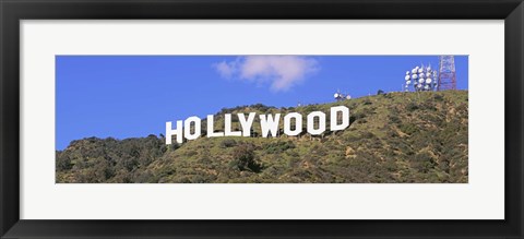 Framed Low angle view of a Hollywood sign on a hill, City Of Los Angeles, California, USA Print