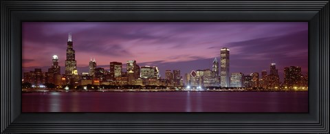 Framed Chicago with Purple Night Sky Print