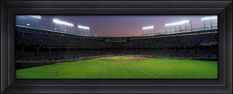 Framed Spectators watching a baseball match in a stadium, Wrigley Field, Chicago, Cook County, Illinois, USA Print