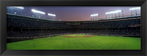 Framed Spectators watching a baseball match in a stadium, Wrigley Field, Chicago, Cook County, Illinois, USA Print