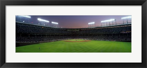 Framed Spectators watching a baseball match in a stadium, Wrigley Field, Chicago, Cook County, Illinois, USA Print