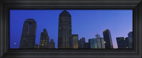 Framed Low angle view of buildings at dusk, Dallas, Texas, USA Print