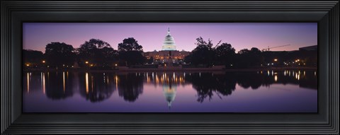 Framed Reflection of a government building in a lake, Capitol Building, Washington DC, USA Print