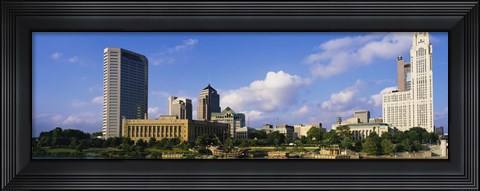 Framed Buildings on the banks of a river, Scioto River, Columbus, Ohio, USA Print