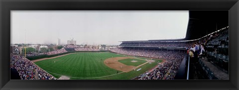 Framed Spectators watching a baseball mach in a stadium, Wrigley Field, Chicago, Cook County, Illinois, USA Print