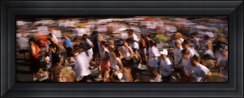 Framed Crowd participating in a marathon race, Bay Bridge, San Francisco, San Francisco County, California, USA Print