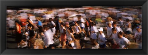 Framed Crowd participating in a marathon race, Bay Bridge, San Francisco, San Francisco County, California, USA Print