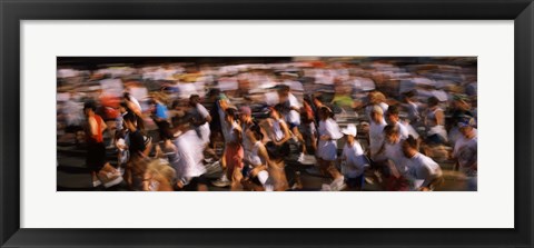 Framed Crowd participating in a marathon race, Bay Bridge, San Francisco, San Francisco County, California, USA Print