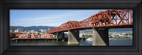 Framed Bascule bridge across a river, Broadway Bridge, Willamette River, Portland, Multnomah County, Oregon, USA Print