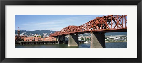 Framed Bascule bridge across a river, Broadway Bridge, Willamette River, Portland, Multnomah County, Oregon, USA Print