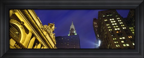 Framed Night, Chrysler Building, Grand Central Station, NYC, New York City, New York State, USA Print