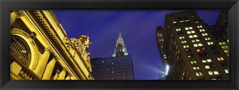 Framed Night, Chrysler Building, Grand Central Station, NYC, New York City, New York State, USA Print