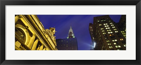 Framed Night, Chrysler Building, Grand Central Station, NYC, New York City, New York State, USA Print