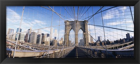 Framed Railings of a bridge, Brooklyn Bridge, Manhattan, New York City, New York State, USA, (pre Sept. 11, 2001) Print