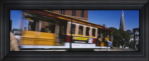 Framed Cable car moving on a street, San Francisco, California, USA Print