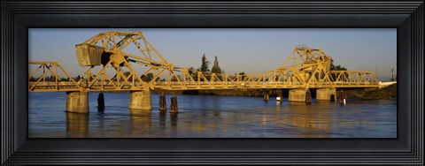 Framed Drawbridge across a river, The Sacramento-San Joaquin River Delta, California, USA Print