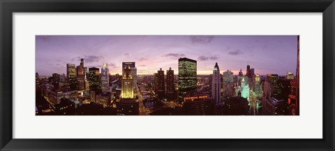 Framed Skyscrapers In A City At Dusk, Chicago, Illinois, USA Print