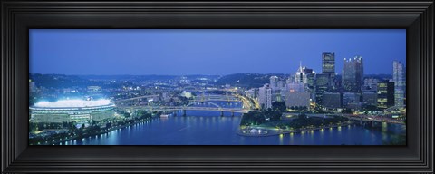 Framed High angle view of a stadium lit up at night, Three Rivers Stadium, Pittsburgh, Pennsylvania, USA Print