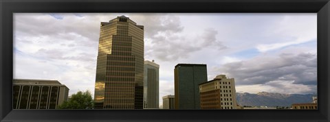 Framed Buildings in a city with mountains in the background, Tucson, Arizona, USA Print