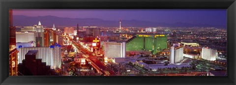 Framed Las Vegas Lit Up at Dusk Print