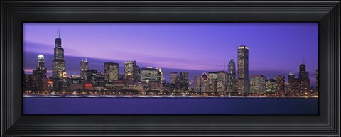 Framed Chicago Skyline with Purple Sky Print
