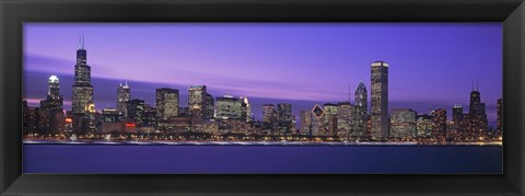 Framed Chicago Skyline with Purple Sky Print