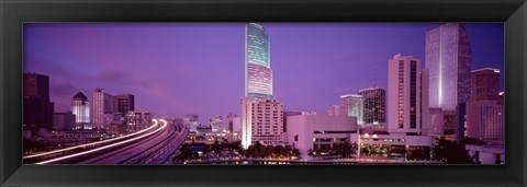 Framed City In The Dusk, Miami, Florida, USA Print