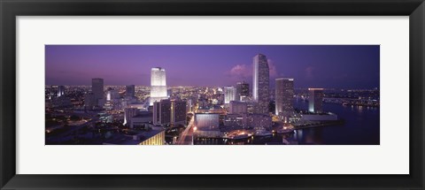 Framed High Angle View Of A City, Miami, Florida, USA Print