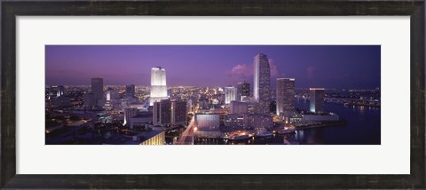 Framed High Angle View Of A City, Miami, Florida, USA Print