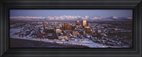 Framed Anchorage at the base of Chugach Mtns AK USA Print