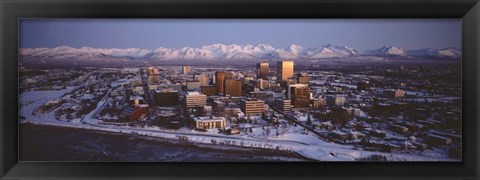 Framed Anchorage at the base of Chugach Mtns AK USA Print