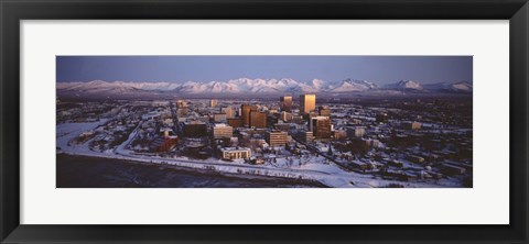 Framed Anchorage at the base of Chugach Mtns AK USA Print