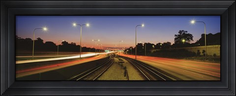 Framed Traffic Moving In The City, Mass Transit Tracks, Kennedy Expressway, Chicago, Illinois, USA Print