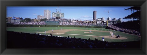 Framed Baseball match in progress, Wrigley Field, Chicago, Cook County, Illinois, USA Print