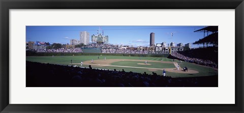 Framed Baseball match in progress, Wrigley Field, Chicago, Cook County, Illinois, USA Print