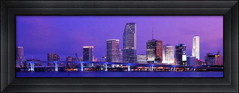 Framed Miami at night, FL Print