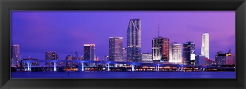 Framed Miami at night, FL Print