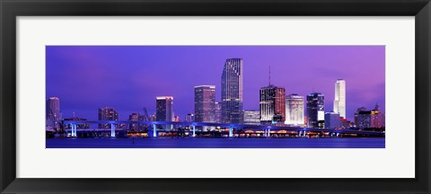 Framed Miami at night, FL Print