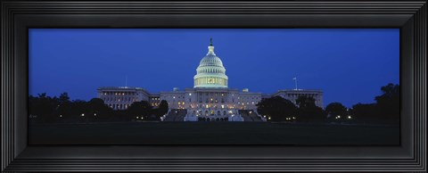 Framed Government building lit up at dusk, Capitol Building, Washington DC, USA Print