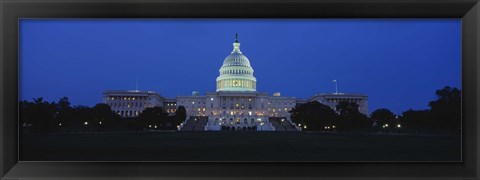 Framed Government building lit up at dusk, Capitol Building, Washington DC, USA Print