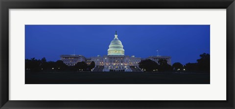 Framed Government building lit up at dusk, Capitol Building, Washington DC, USA Print