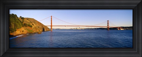 Framed Suspension bridge across the sea, Golden Gate Bridge, San Francisco, California, USA Print